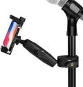 Music Boom Microphone Mic Stand Phone Holder Mount with Long Arm and Super Clamp 360° Rotation for Phone 14 13 12 11 MAX Pro Samsung Galaxy S22 S21 Google Pixel, 3.5 to 7" Smartphone by Peastrex