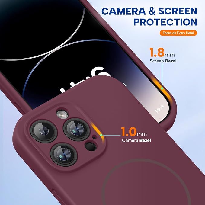 miracase Magnetic for iPhone 14 Pro Max Case, [Soft Anti-Scratch Microfiber Lining], Compatible with MagSafe, Silicone Shockproof Protection Phone Case for iPhone 14 Pro Max,Wine Red - Image 7