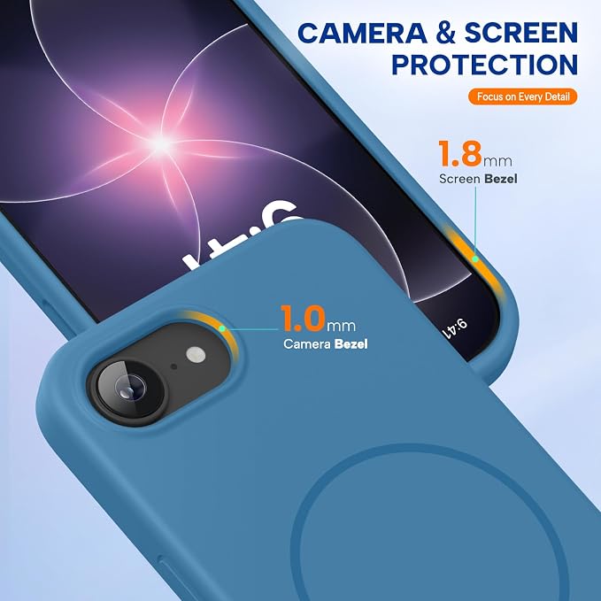 miracase Magnetic for iPhone 17e Case & iPhone 16e Case, [Soft Anti-Scratch Microfiber Lining], Compatible with MagSafe, Silicone Shockproof Protection Phone Case for iPhone 17e/16e, Capri Blue - Image 5