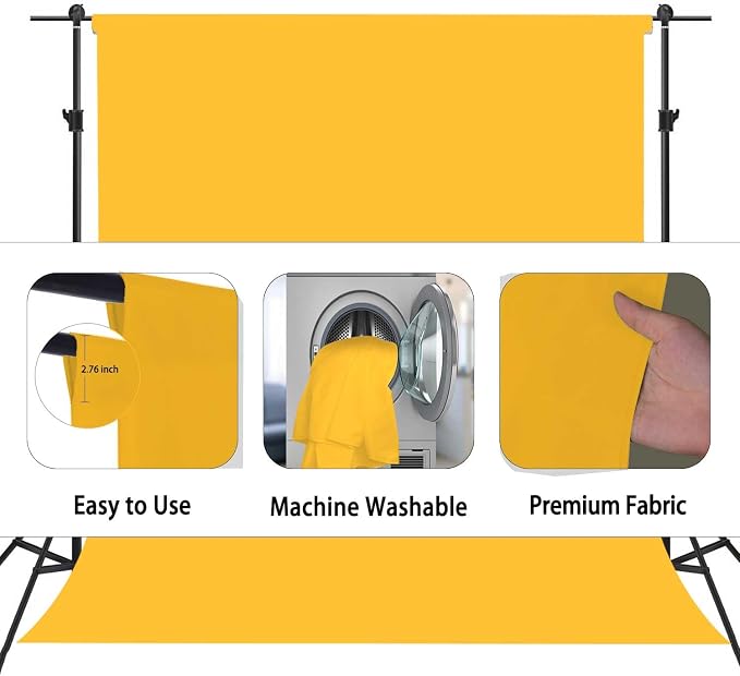 Yellow Photography Backdrop for Photoshoot, Fabric 6x9ft | Versatile Studio Photo Backgrounds, Non Reflective, Easy to Use, for Portraits, Product, Party, Video Creation - Image 6