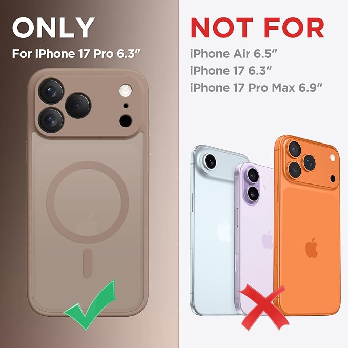 CAPRARO for iPhone 17 Pro Case, Compatible with MagSafe | Upgraded [Full Camera Protection] Protective Translucent Matte Women Girl Magnetic Phone Case Cover, Withered Brown - Image 2