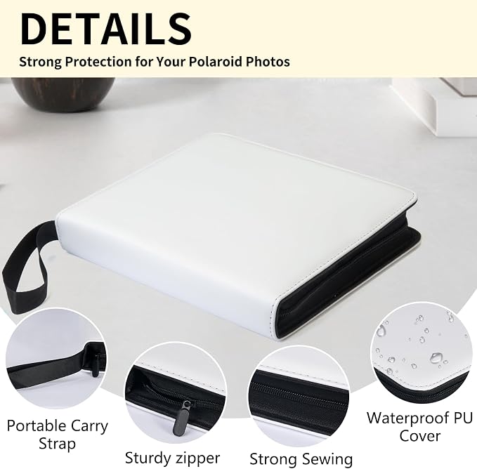 Polaroid Photo Album Book with 240 Pockets 3.5x4.25 Inch Pictures Fits for Polaroid i-Type, 600, SX-70，Go instant photos and Fujifilm Instax Wide Square Photos（White） - Image 3