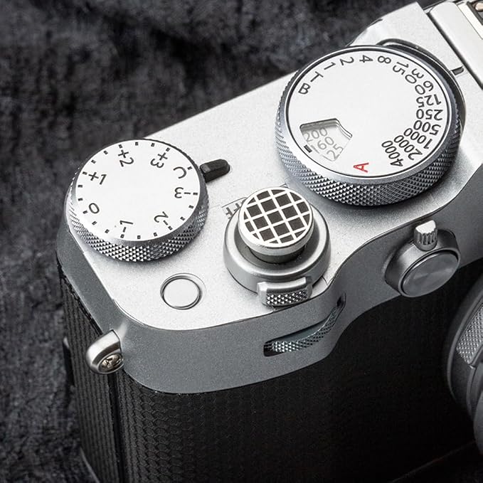 Grid Pattern Camera Metal Shutter Button for FUJIFILM X100VI X100V X-T4 X-T3 X-E4 X-T50 X-T30II hot Shoe Cover Shutter Decorative Set (Aluminum Alloy-Shutter Decorative Button) - Image 3