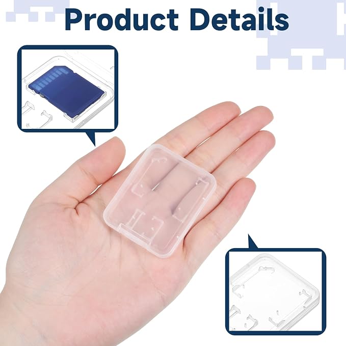 Clear Plastic Memory Card Case, 20 Pcs Transparent SD Card Case | Standard Memory Cards Holder Storage Boxes Compatible with Standard SD Cards, SDHC, SDXC, and TF Cards - Image 3