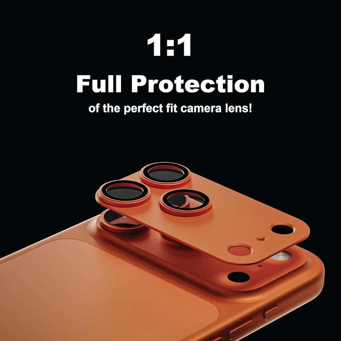 for iPhone 17 Pro Camera Lens Protector, 2 Pack | Aerospace-Grade Aluminium | Full Protective Cover | Anti-Glare Sapphire Glass | Colour-Matched Finish Cosmic Orange - Image 5