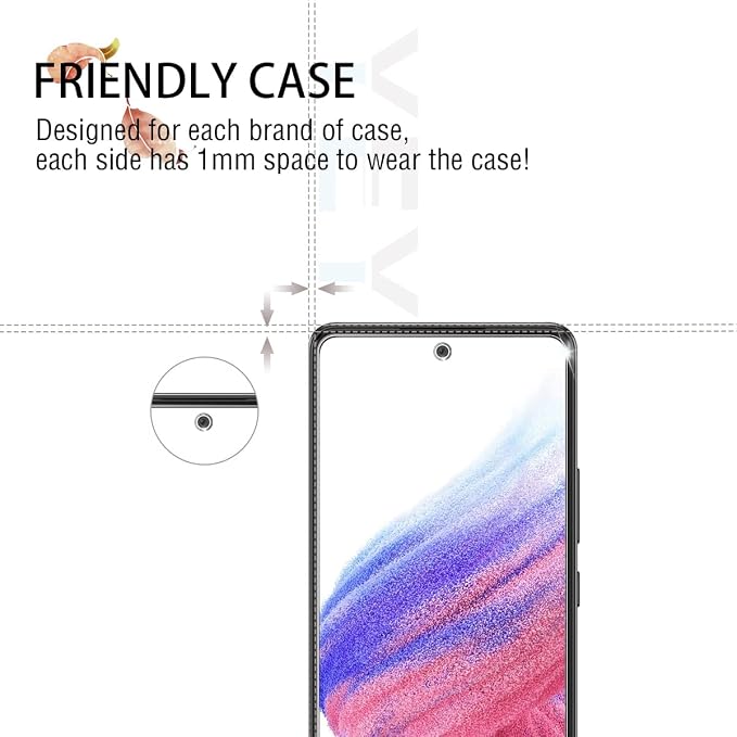 Galaxy A53 5G Premium Tempered Glass Screen Protectors, [2 Pack] [Anti-scratch] [3D Glass] [Case-Friendly] Screen Protector Glass for Samsung Galaxy A53 - Image 5