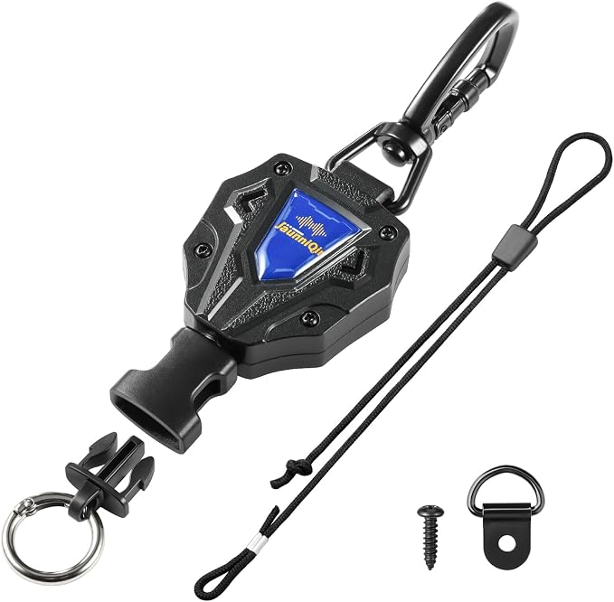 CB Mic Holder, Retractable CB Radio Microphone Hanger with 28" Stainless Steel Cord, Heavy-Duty Mic Tether with Adjustable Mount Kit & D-Ring with Screw, Perfect for Truck Drivers, Type-B by JaunniQir
