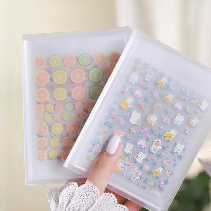 Fcozpjk 1Pcs 40 Slots Transparent Nail Stickers Storage Book Album | Organizer for Nail Decals Collecting Empty Display Book Collecting Holder Binder Case Sticker Storage Case DIY Nail Tools - Image 5