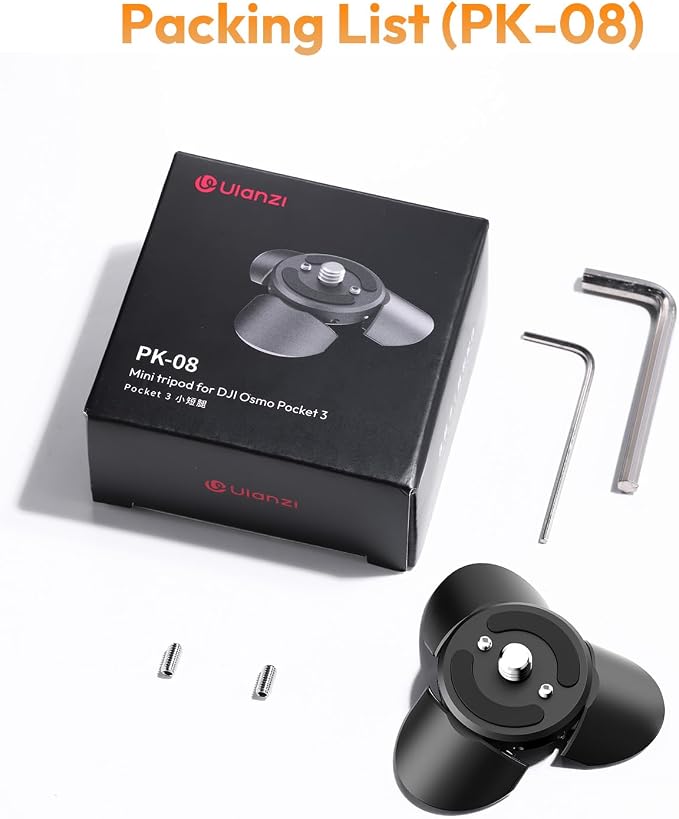 ULANZI PK-08 Auto-Open Mini Tripod for DJI Pocket 4p 4 3/Luna Ultra | Tripod & Grip Mode, Aluminum Alloy, 1/4"-20 Screw for Xtra Muse, Compact Travel Vlog Action Camera Accessories - Image 6