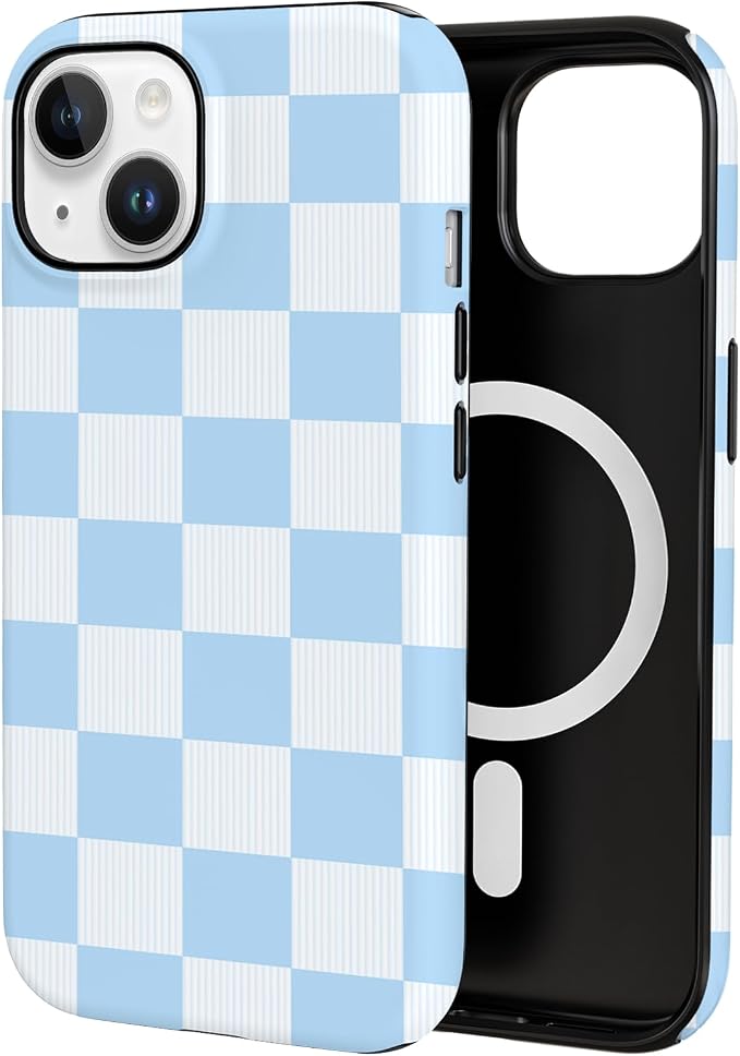 TPU Phone Case for iPhone 15, MagSafe Wireless Charging Compatible, Shockproof Slim Fit Protective Cover with Anti-Yellowing & Raised Camera Protection (Plaid 3, iPhone 15) by Unknown