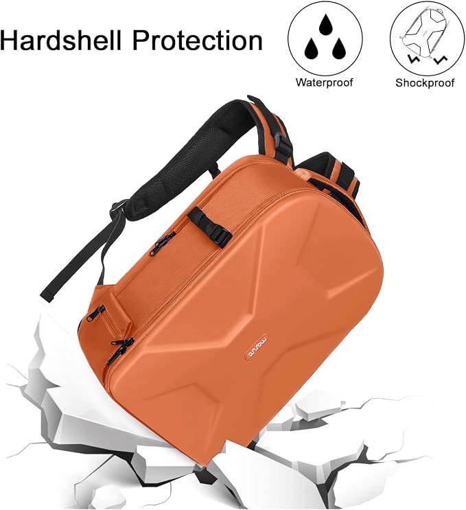 MOSISO Camera Backpack, DSLR/SLR/Mirrorless Photography Camera Bag | 15-16 inch Waterproof Hardshell Case with Tripod Holder&Laptop Compartment Compatible with Canon/Nikon/Sony, Orange - Image 4