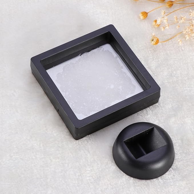Gatuida Floating Frame Display Case for and Jewelry Pe Film Shadow Box Round Base Black Showcase for Medals Stamps and Memorabilia - Image 8