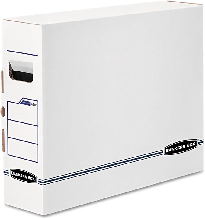 Bankers Box 12-Pack X-Ray File Storage Boxes, Secure Tab-Lock Closure | Protect sensitive x-ray film jackets with purpose-built boxes, tab-lock closure, reinforced handles, and easy storage. by BankersBox