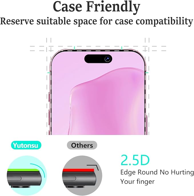 2 Pack Tempered Glass Screen Protector for iPhone 15 6.1-Inch | with 2 Pack Camera Lens Protector, Anti Scratch, Bubble Free, Case Friendly - Image 6