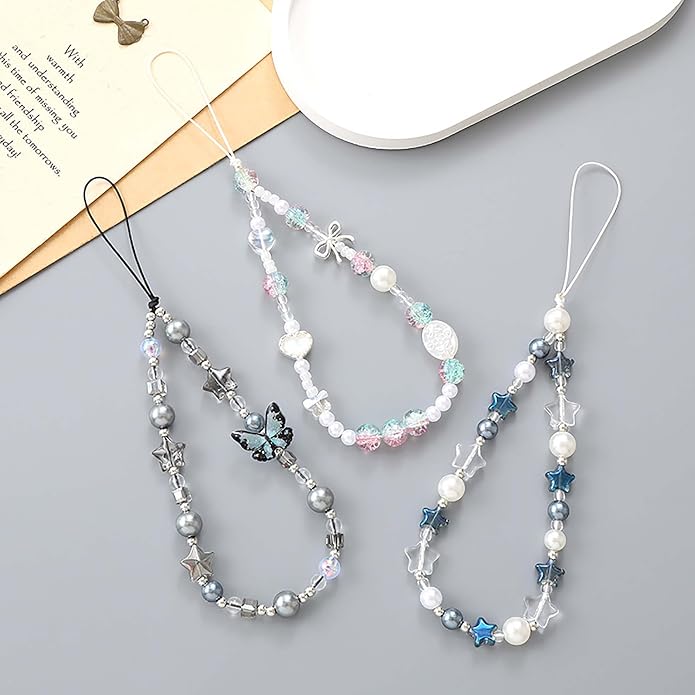 Beaded Phone Charm Lanyard Strap Girly Style Fixed Beads Pearl Lanyards - Image 4