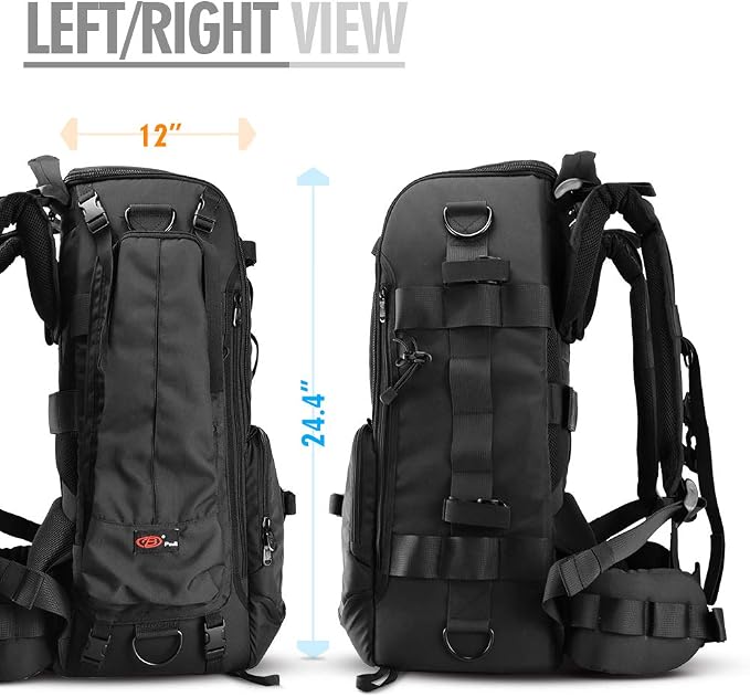 22L Professional DSLR Camera Backpack with Laptop Compartment & Rain Cover | Fits Full-Frame DSLR & Mirrorless Cameras, Multiple Lenses, Tablet, Padded Dividers, Travel-Ready, Waterproof Rain Cover - Image 3