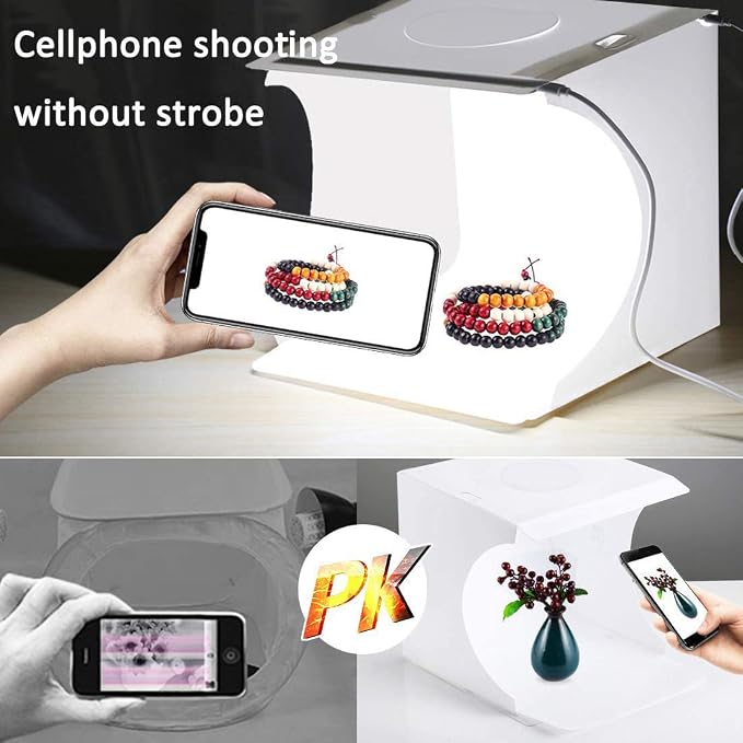 DUCLUS Mini Photo Studio Light Box,Portable Folding Photography Light Tent kit with 40pcs LED Light + 6 Kinds Color Backgrounds for Small Size Products - Image 2