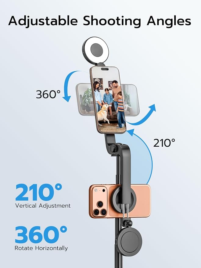 USKEYVISION 49'' Magnetic Selfie Stick Tripod with Light & Remote (SPT-02) | 360° Rotatable Magnetic Tripod with Ring Light for iPhone & Android, Content Creator Essentials for Tiktok Video Recording - Image 5