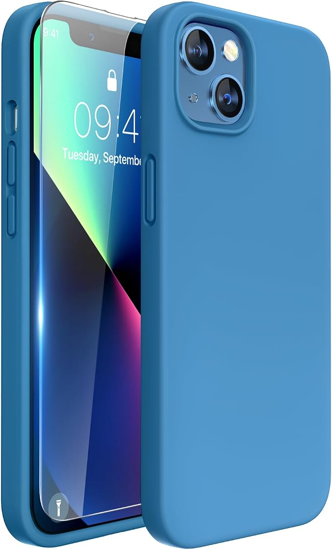 Miracase Silicone for iPhone 13 Case, Capri Blue | Soft Anti-Scratch Microfiber Lining, Premium Silicone Cover Shockproof Drop Protection Phone Case for 13 by Miracase