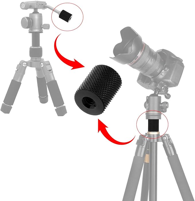 4 Pcs Double Female Thread Tripod Cylinder Adapter Screw 1/4 to 1/4 with Center 1/4-20 Thread Photography Equipment Camera Tripod Nut Accessories Suitable for Electric Rails and Light Stands - Image 4
