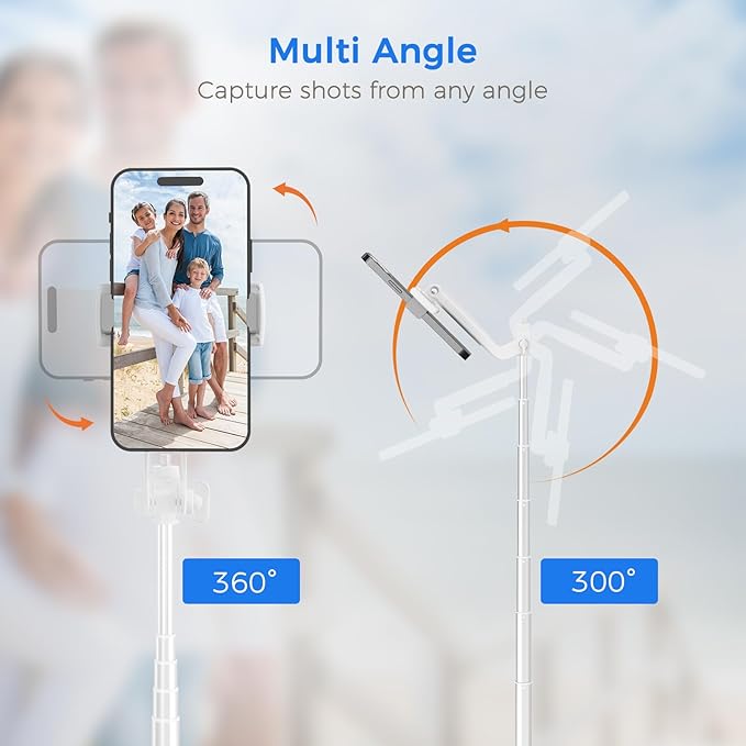 Selfie Stick Tripod for Phone with Remote Control & Holder, 50 Inch, White | Extendable Selfie Stick Travel for iPhone, iPhone Tripod for Video Recording - Image 4