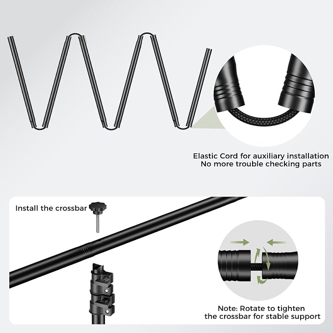 Emart 7x8ft Green Screen Backdrop Kit with T-Shape Stand and 6 Clamps | Reverse folding base for easy storage & transport，perfect for Photography, Photoshoot, Studio Video Recording, Streaming - Image 6