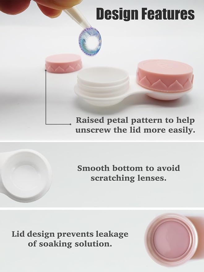 Vastsoon 4 Pack Contact Lens Case, Contact Solution Soaking Case Replacement Kit for Travel, Daily Use (Pink) - Image 5