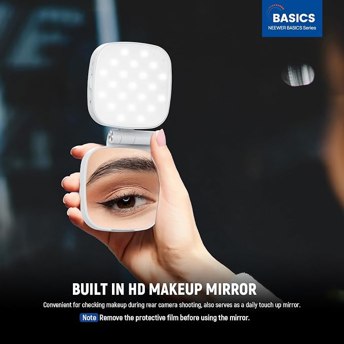NEEWER Basics Magnetic Selfie Light Compatible with MagSafe iPhone, 2W CRI95+ Bi Color Swivel Small LED Phone Fill Lighting, 680lx/0.3m, Mirror for Vlog Recording Makeup Video Conference, NL45B White - Image 2