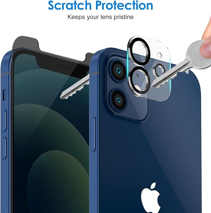 JETech Privacy Screen Protector for iPhone 12, 2+2 Pack | with Camera Lens Protector, Anti-Spy 9H Tempered Glass, Fingerprint ID Compatible - Image 6