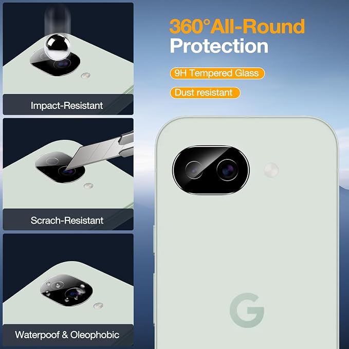 [2+2 for Google Pixel 10A Screen Protector & Camera Lens Protector | HD Clear, 9H Tempered Glass, Fingerprint Unlock, Anti-Scratch, Full Coverage, Case Friendly, Bubble Free, Easy Install - Image 6