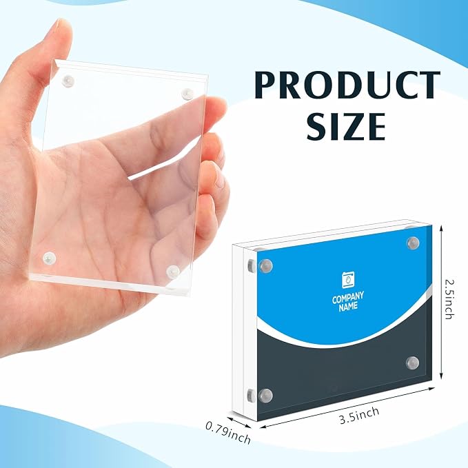 Kigley 24 Pcs 2.5 x 3.5 Inch Mini Acrylic Picture Frames, Clear Acrylic Photo Business Card Frame Desktop Display Double Sided Wallet Size Frame Freestanding Frames for Film Photos Cards Stamp - Image 2