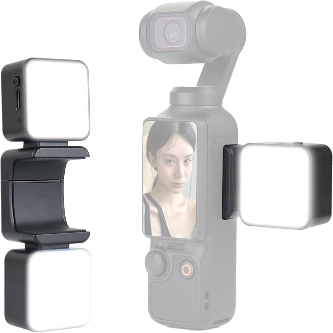 Pocket3 LED Light for DJI Osmo Pocket 3, 3 Color Modes/Brightness | Rechargeable Mini LED Video Fill Light, Adjustable Magnetic Selfie Light for Pocket 3 Selfie Vlog Recording, Makeup, TikTok by UTEBIT