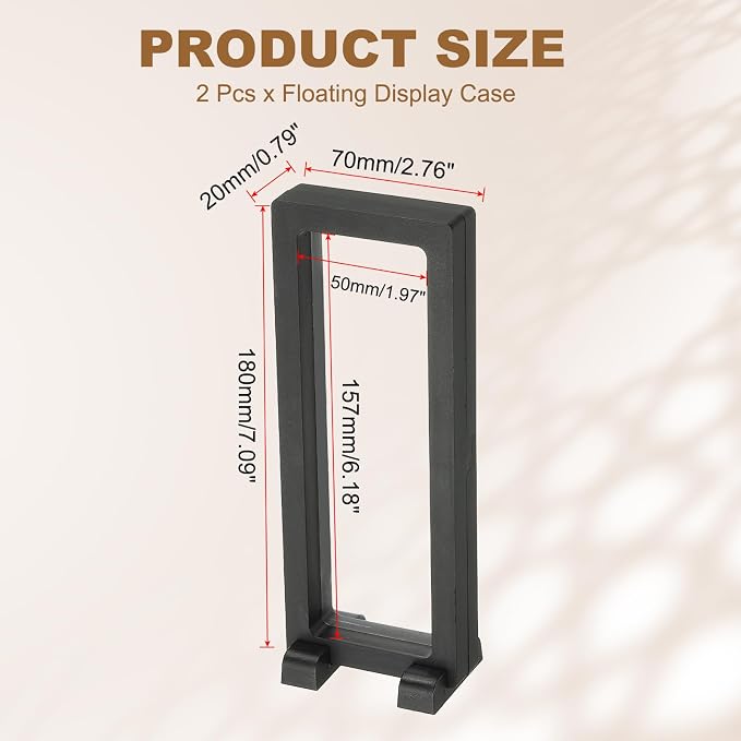 PATIKIL 2Pcs Floating Display Case, 7.1x0.2 Inch Necklace Display Case Stand Holder Frames Transparent Large Storage Box Long 3D for Necklace Bracelets Pendants Jewelry, Black - Image 2