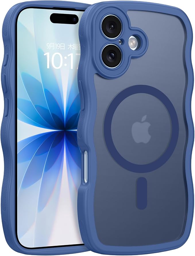 BENTOBEN Magnetic for iPhone 17 Case, Cute Wavy Full Camera Protection [Compatible with MagSafe] Translucent Matte Anti-Slip Bumper Women Girls Boys Protective Cover for 17 6.3", Sierra Blue by BENTOBEN