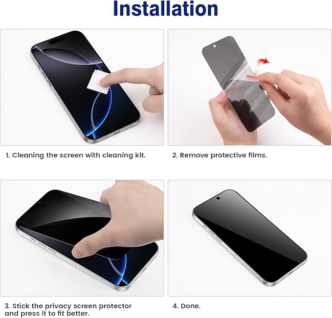 VEGO for iPhone 16 Pro Case with with Privacy Screen Protector and Stand | Slide Camera Cover & Ring Kickstand Military Grade Heavy Duty Protection Cover for iPhone 16 Pro 5G 6.3 Inch - Blue - Image 8