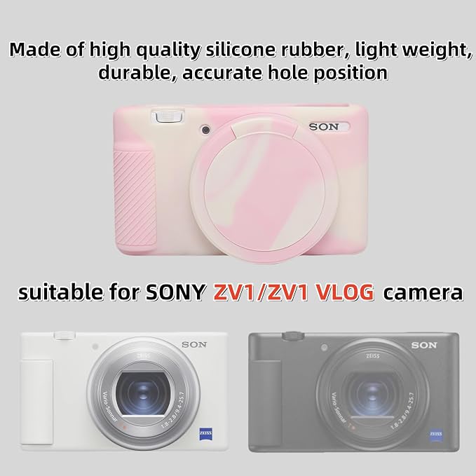Camera Case for Sony ZV1 Digital Camera.ZV-1 Accessories | Soft Silicone Protective Case Removable Lens Cover,Comes with 2 Screen Protectors and 1 Wrist Strap. (Mist Pink) - Image 2