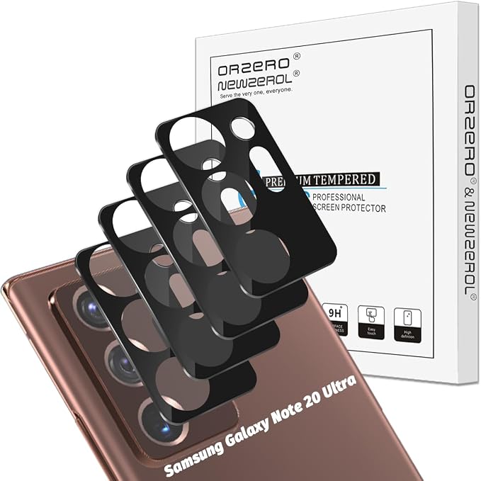 Orzero (4 Pack) Camera Lens Protector Compatible for Samsung Galaxy Note 20 Ultra (Not Affects Flash), Protector de Cámera 9 Hardness HD Anti-Scratch Full Coverage Bubble-Free by JumpIntoOrzeroLet%E2%80%99sExploreLikeNeverBefore