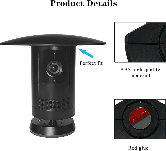 Sun Rain Shade Camera Cover Compatible with Ring Outdoor Cam Plus | Weatherproof Camera Protective Shield for Resistant UV, Anti Glare,Easy to Install,Black - Image 5