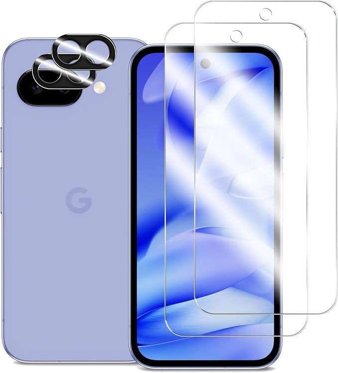 BIGFACE for Pixel 9A Tempered Glass Screen Protector + Camera Lens Protector [ 2 + 2 Pack ][Fingerprint Unlock] [Anti-Scratch] [Case Friendly] Clear HD Protective Film for Google Pixel 9A 5G by Wehaveaprofessionalteam