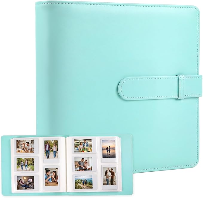 Photo Album, Hold 360 Instant Mini Photos, Acid-free, PU Leather | for Fujifilm Instax Mini Photo - Polaroid mini pictures, for Wedding, Anniversary, Family or Travel Records, Green by Rekeen
