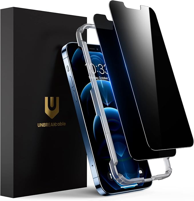 UNBREAKcable Privacy Screen Protector for iPhone 12 Pro Max, 2-Pack | True 28° Anti-Spy, Shatterproof Tempered Glass, 9H Hardness, Easy Install, Bubble-Free, Anti-Scratch, Case Friendly - Image 9