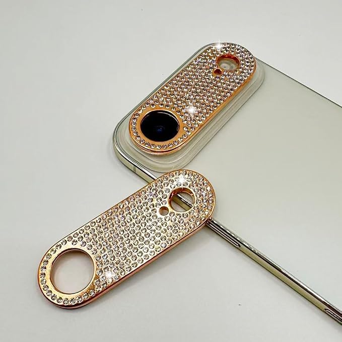 2 Pack Glitter Camera Lens Cover Protector for iPhone 17Air，Metal Bling Diamond Camera Lens Cover Sticker Protector (for iPhone 17Air-Rose gold) by GSRYPC