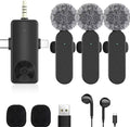 3 in 1/Four in one Wireless Lavalier Microphone for iPhone,iPad,Android,Camera,Computer,mini Noise Reduction Recording Mic Ultra-Low Delay,for Vlog/TikTok/YouTube Live Stream (3 Mic) by Unknown