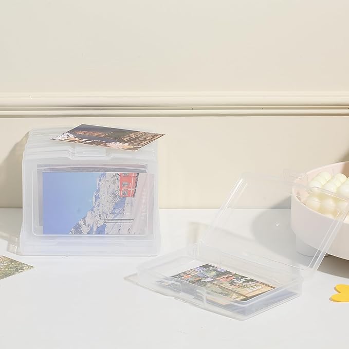 novelinks 6 Pcs 4"x6" Plastic Photo Storage Boxes with Tray (Clear 1Pack) | Photo Organizers and Storage, Task Boxes for Special Education, Flash Card Holder, 4x6 Index Card Holder, Picture Boxes - Image 5