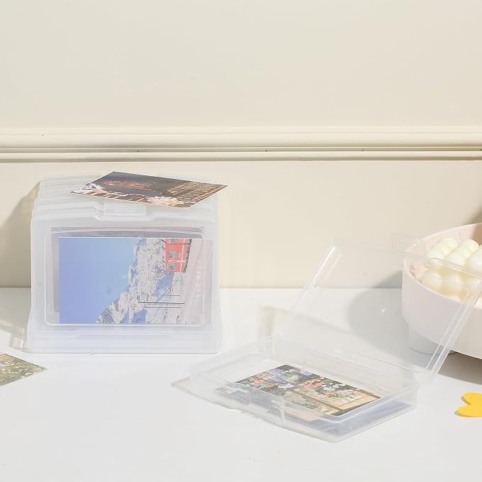 novelinks 6 Pcs 4"x6" Plastic Photo Storage Boxes with Tray (Clear 2Pack) | Photo Organizers and Storage, Task Boxes for Special Education, Flash Card Holder, 4x6 Index Card Holder, Picture Boxes - Image 5