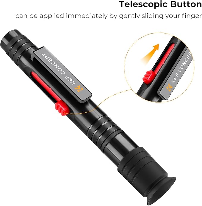 K&F CONCEPT Professional Lens Cleaning Pen with Cleaning Soft Brush | 3-in-1 Cleaning Effect,Telescopic Button,Deep Cleaning,for Nikon Sony Canon Camera Optical Lenses,Easy to Carry,MP01 - Image 3