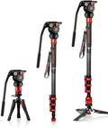 IFOOTAGE Cobra 3 C180F-P+K5S Carbon Fiber Camera Monopod 71" | Travel Monopod with Feet, 1/4" & 3/8" Quick Release Compatible with Sony Canon Nikon DSLR Camera, Payload 17.6lb by IFOOTAGE