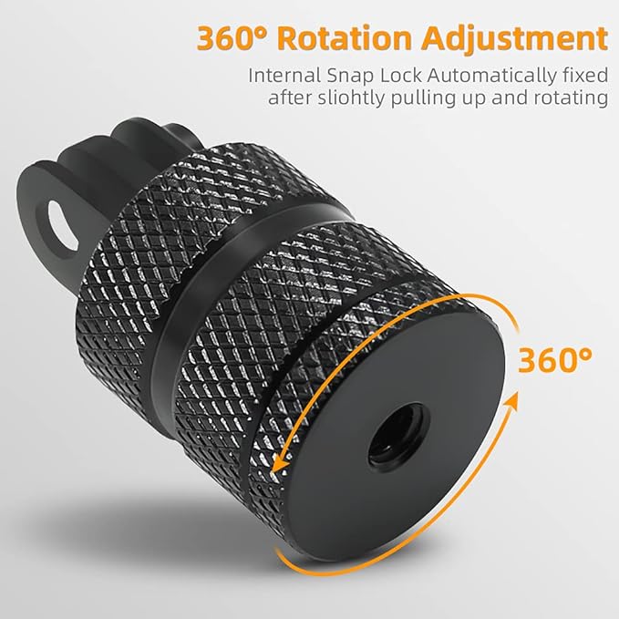 Aluminum 1/4 inch 20 Camera Tripod Adapter Mount, 360° Rotation 1/4"-20 Aluminum Tripod Adapter Mount Compatible with GoPro Hero 13/12/11/10, DJI Action 6/5 Pro/4, Xiaoyi and More Standard - Image 3