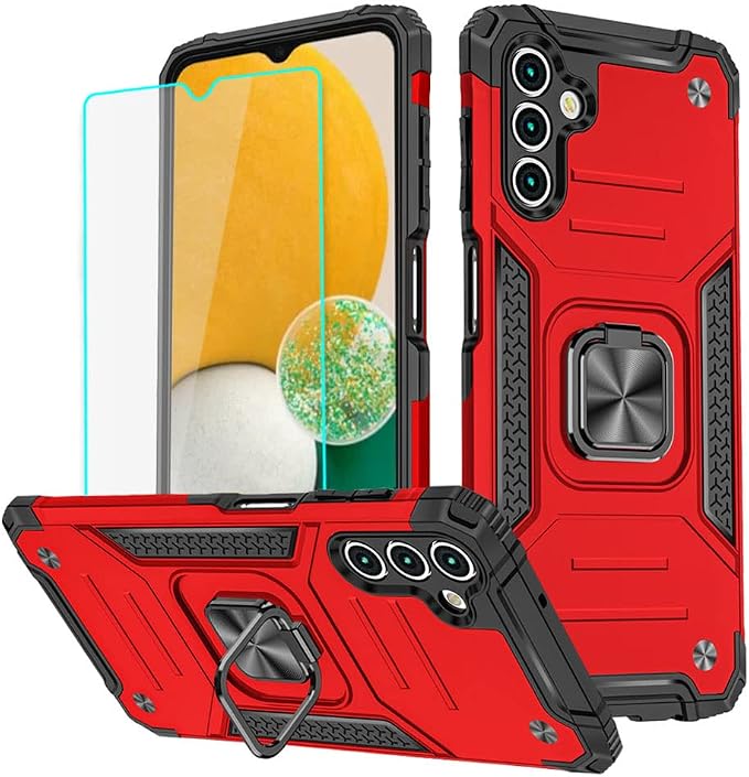HNHYGETE for Samsung A13 5G Case, Galaxy A13 5G Case with Screen Protector, 360°Military Grade Rotatable Kickstand (Heavy Duty) Protective Cases for Samsung Galaxy A13 5G (Red) by HNHYGETE