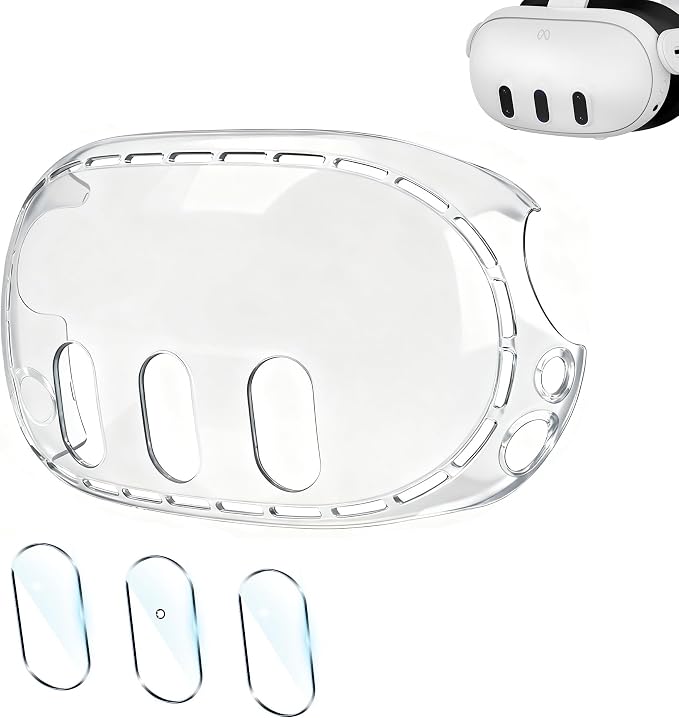 Upgraded Lens Protector Cover for Meta Quest 3, Plastic Hard Protective Shell Cover for Oculus Quest 3, Accessories for Quest 3 - Frosted Clear by JHZWD